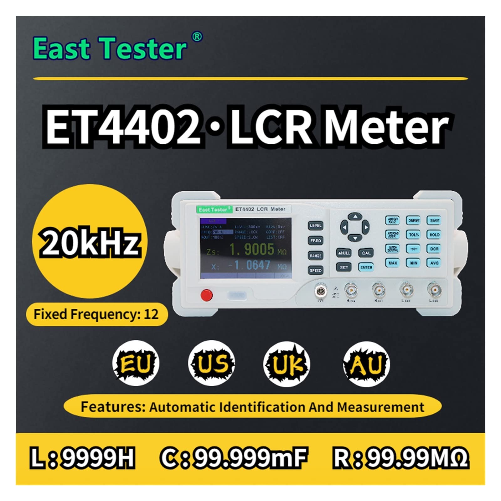 Misuratore LCR, Misuratore di induttanza resistenza capacità del misuratore LCR da banco digitale serie ET44 Precisione ponte 0,1% 100hz~10KHZ(ET4402)