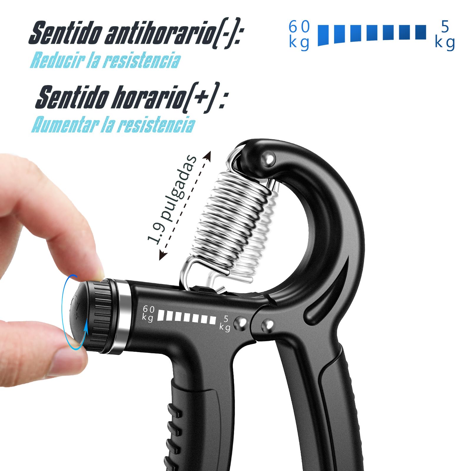 Hand Grip, Antebrazos Fortalecer con FuncióN de Conteo,Fortalecedor de Agarre con Resistencia Ajustable 5-60kg,Fortalecedores de Mano para Entrenar El Agarre,Dedos, La MuñEca