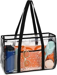 Fammart Clear Beach Bag for Women, Large Pool Tote Cruise Vacation Essentials - Zipper Closure, Waterproof, Sandproof
