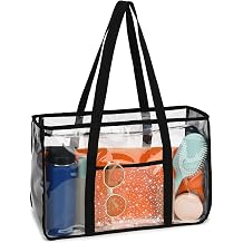 Clear Beach Bag for Women, Large Pool Tote Cruise Vacation Essentials - Zipper Closure, Waterproof, Sandproof