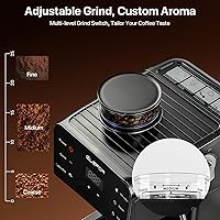 Vista 3 de Máquina de café expreso de 20 bares, cafetera con molinillo, cafetera con espumador de leche y cafetera profesional para café con leche capuchino