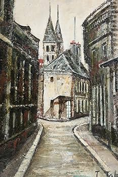 Amazon.co.jp: 真作 滝辰夫 油彩「塔」画寸 F6 東京都出身 二紀