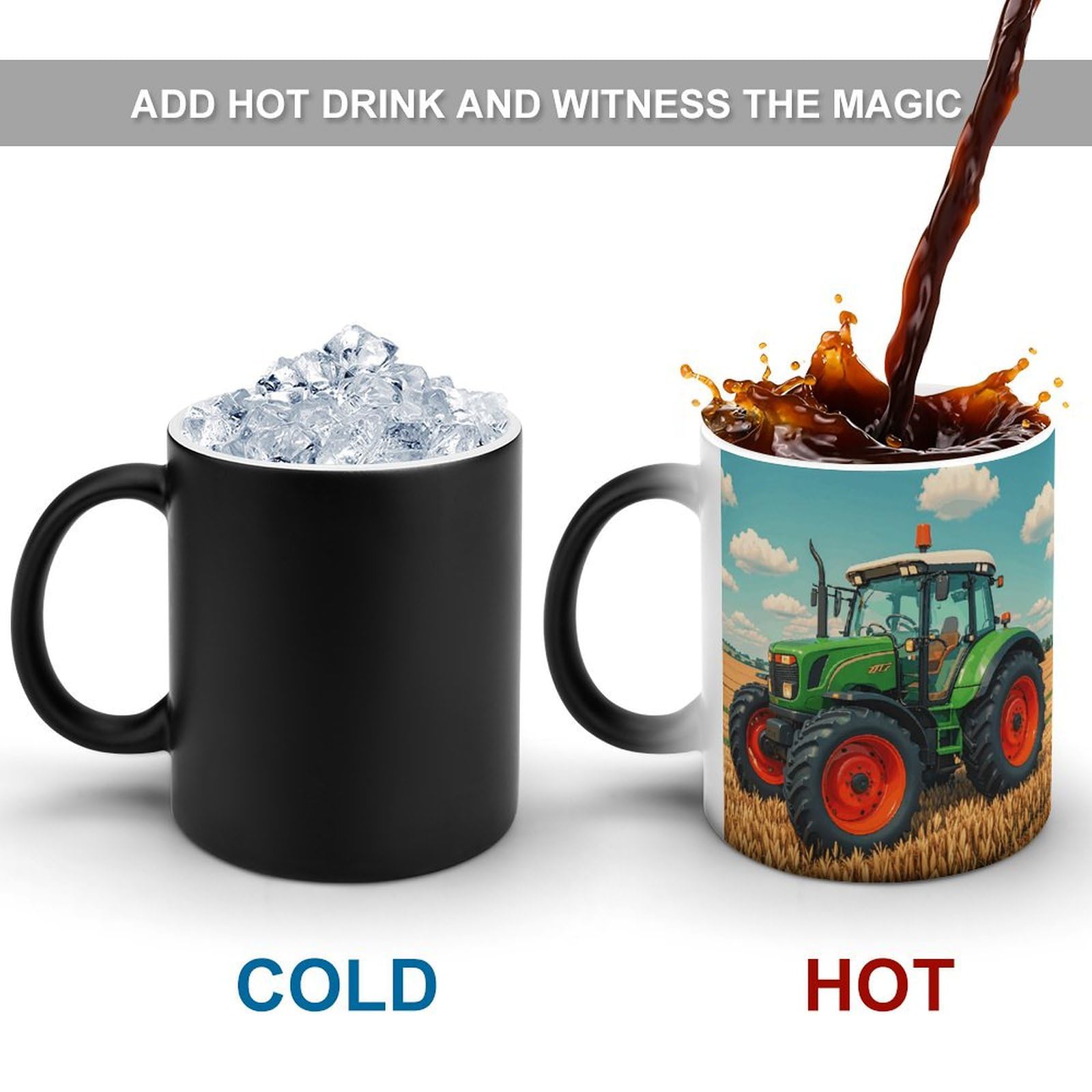 Amazon.com: FZQVSGW Novelty Coffee Mug Ceramic Coffee Mugs 11 Oz Funny  Fantasy Farm Tractor Heat Changing Mug Personalized Hot Tea Cups with  Handle Cute Travel Mug for Hot Drinks : Hogar y