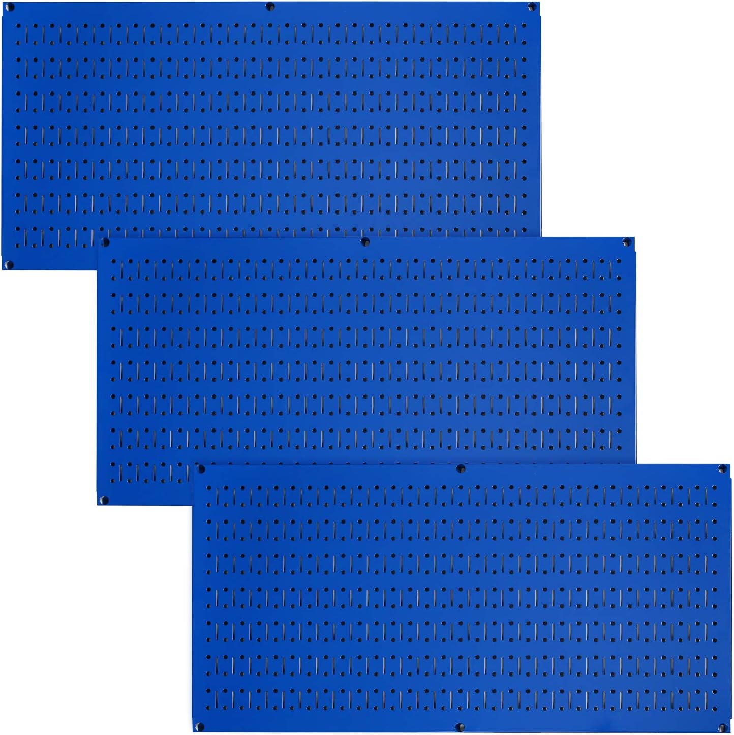 Wall Control Pegboard Value Pack - (3) Pack of Wall Control 16-Inch Tall x 32-Inch Wide Horizontal Blue Metal Pegboards for Wall Home & Garage Tool Storage Organization (Blue Pegboard)