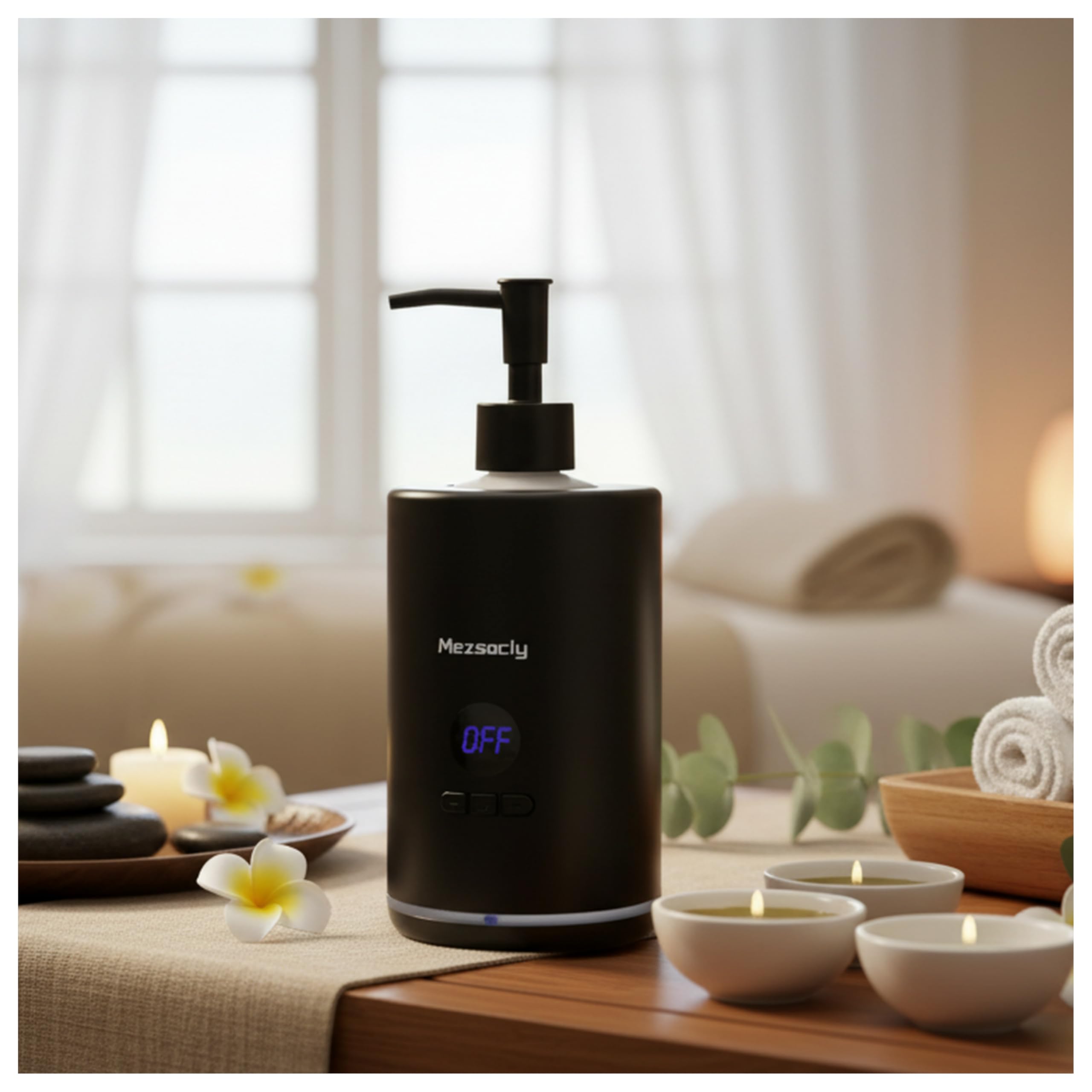 Podgrzewacz oleju do olejków zapachowych, podgrzewacz oleju Mezsocly do masażu, podgrzewacz olejków do ciała, do spa, salonu i salonów fryzjerskich, z dwoma dozownikami butelek oleju, stała