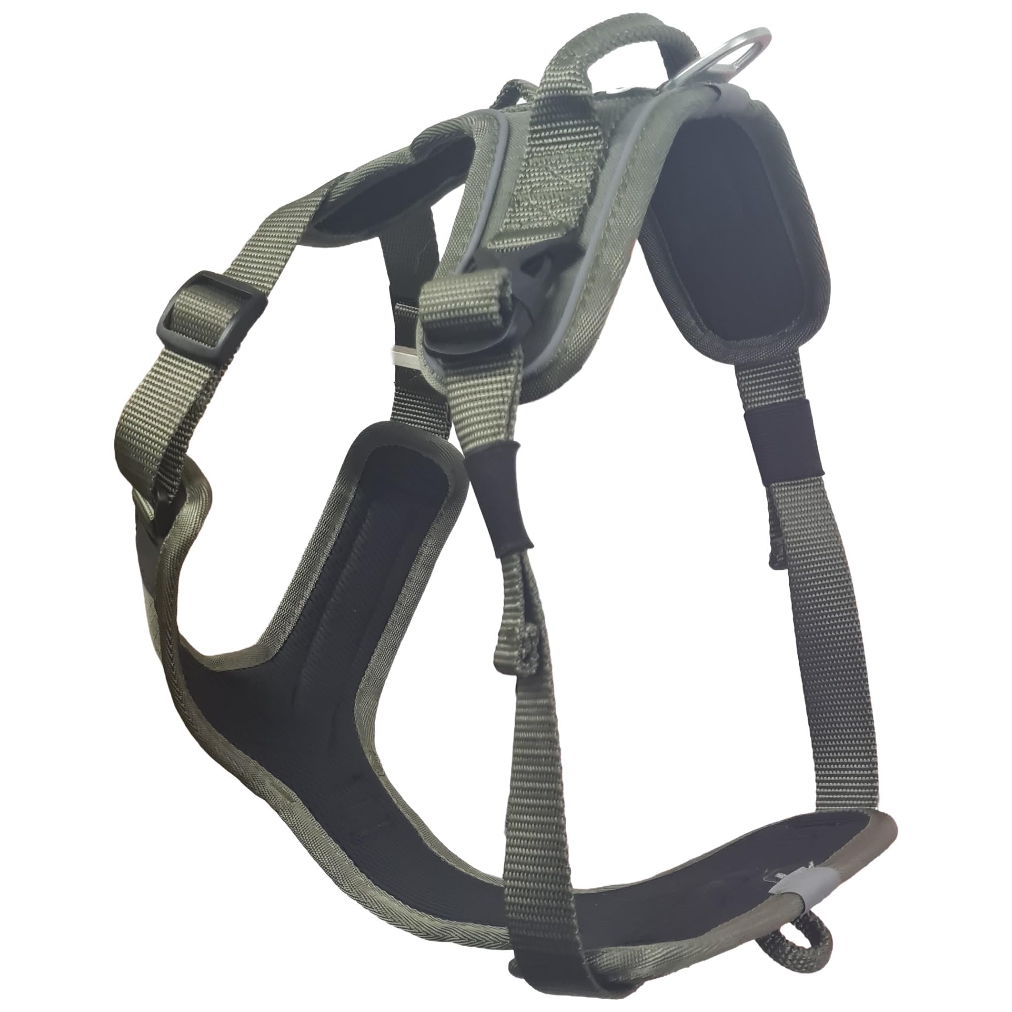 CAIRD Advance - Arnés ergonómico para perro, en forma de Y, sin tirones, con asa, reflectante y resistente al agua, ajustable, acolchado, color caqui (M: cuello 43-60 cm, pecho 58-90 cm)