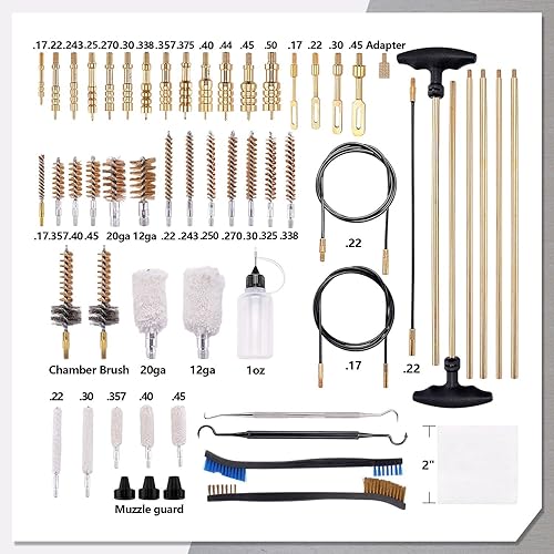 Miniatura 18 de Raiseek Kit de limpieza para pistolas de rifle y escopeta universal para 20GA 12GA .45 .40 .357/.380/.38/9MM .338 .325/0.315 in .30/7.62MM .270 .250