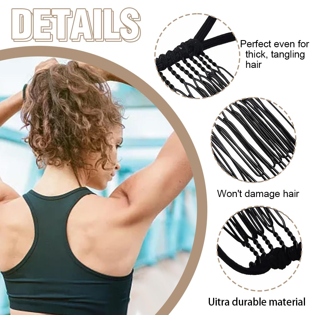 2 Pezzi Clip Per Capelli A Banana Per Donna 30 Denti Con Doppio Pettine Estensibile Clip A Banana Pettini Decorativi Per Capelli Spessi Ricci Naturali Crespi Ondulati (Nero)