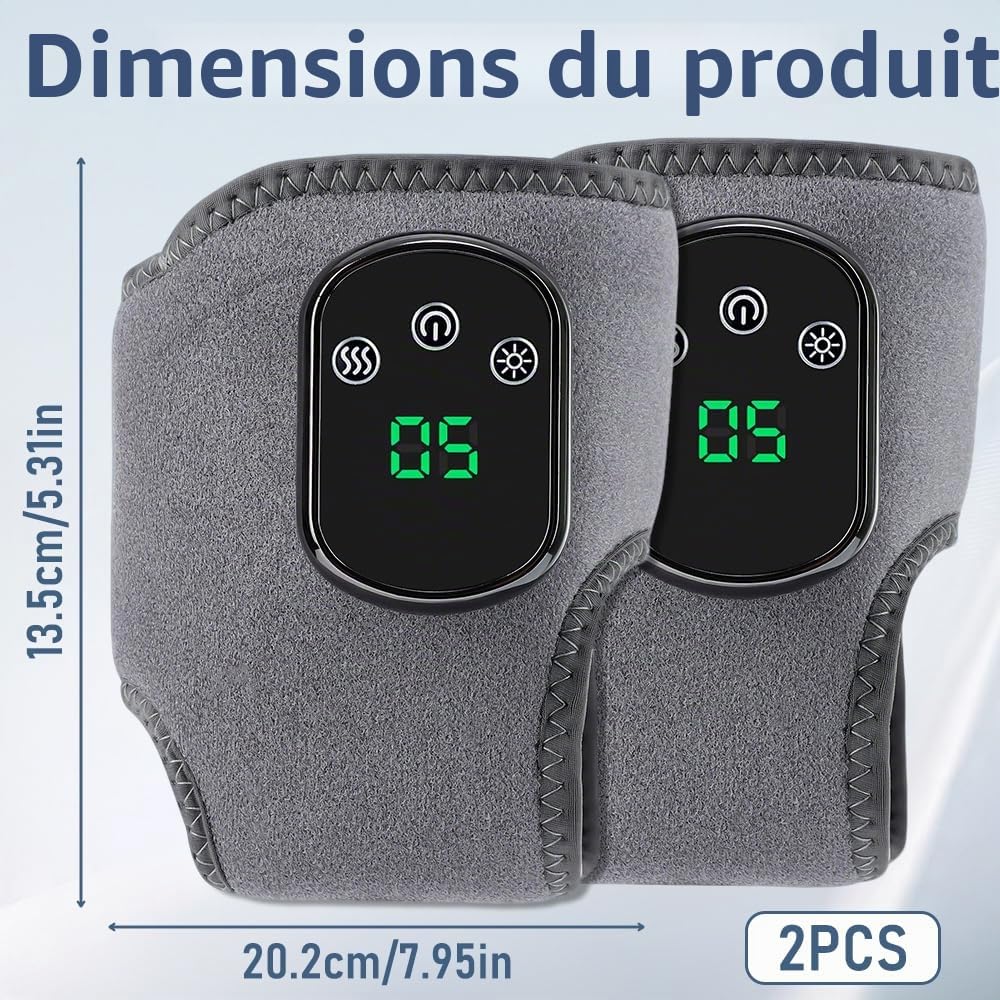 2Pcs 3 en 1 Masseur de Pieds Électrique, Portable Masseur de Cheville avec Sans Fil, 3 Modes Vibration et 5 Niveaux de Chauffageé, Massage Pieds pour Douleur et Circulatio, pour Maman, Papa