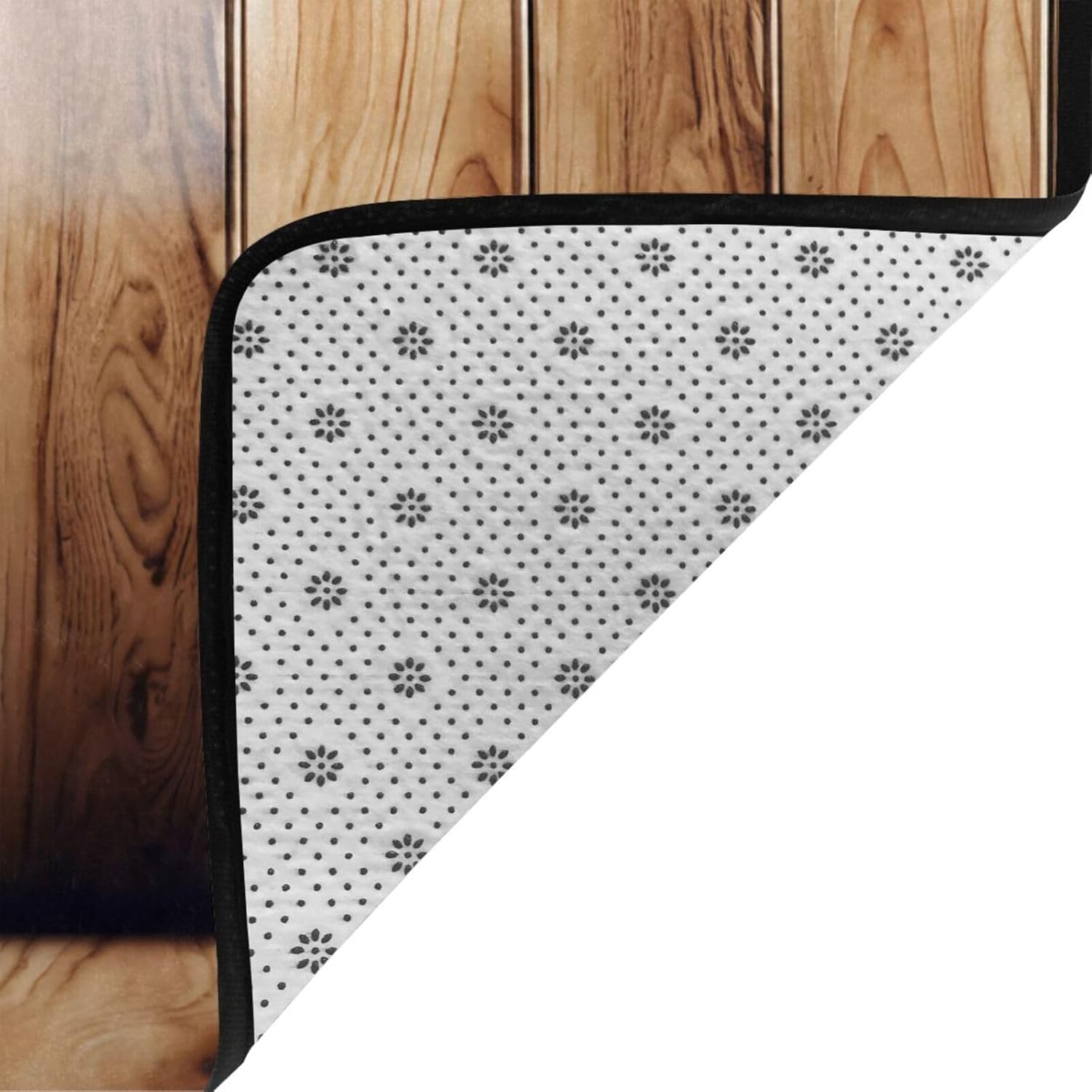 Flannel Non-Slip (Wood Grain) Rug Pad 80Ã—50in Soft Washable Protective for Hardwood Floors Bedroom Bathroom Living Room