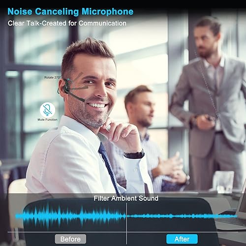 Miniatura 5 de iDIGMALL Auriculares Bluetooth 5.3 con micrófono, auriculares de oreja abierta con micrófono de cancelación de ruido para teléfono, PC, computadora