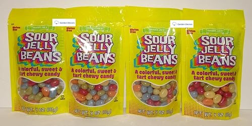 Trader Joe's2 Sour Jelly Beans, un caramelo masticable colorido, dulce y agrio 4oz 3.99 oz (cuatro bolsas)