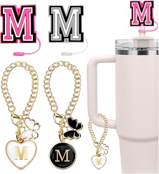 4PCS Compatible Accessories, 2PCS 0.4" Straw Covers & 2PCS Butterfly Charms for Stanley Cups 30&40 Oz, Straw Toppers
