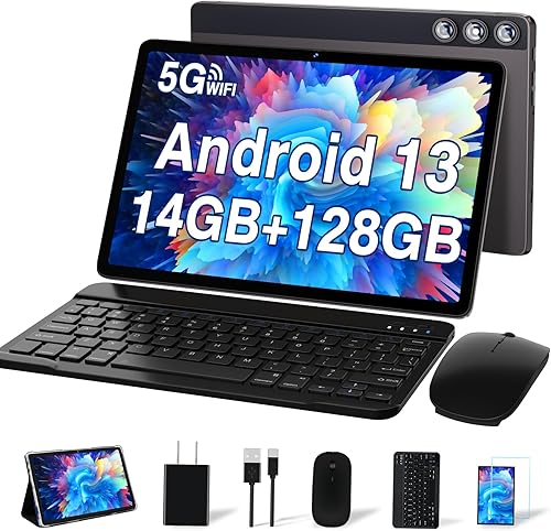 DMOAO Tablet Android 13 Tablet 2023 Último Octa-Core 2.0GHz CPU 2 en 1 Tablets con 14GB RAM 128GB ROM512GB Expandable-Gris