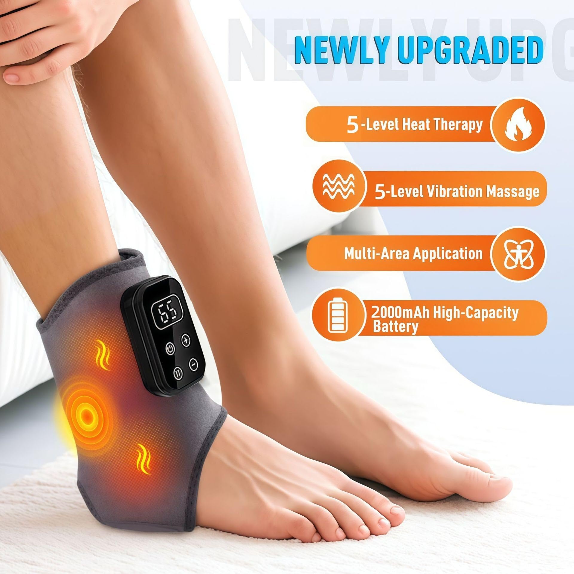 Fussmassagegerät, 3-in-1 Triple Therapy Foot Massager mit 2000mAh Akku, kabelloses elektrisches Fußmassagegerät für Schmerzlinderung & Durchblutung (2 Stück)