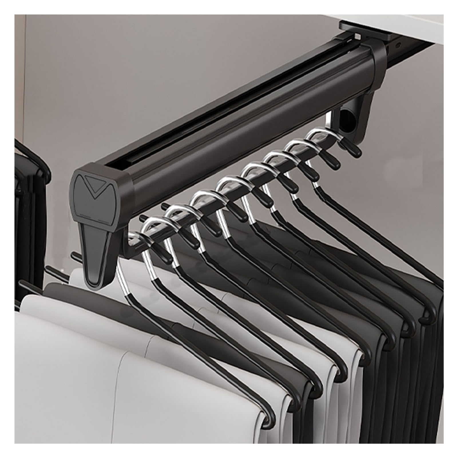 IUokLU Pull Out Trousers Rack,Clothes Organizers,Wardrobe Clothing Rail 31-56cm,for Pants and Coat,Loading Capacity 30 Kg(Black-31cm)