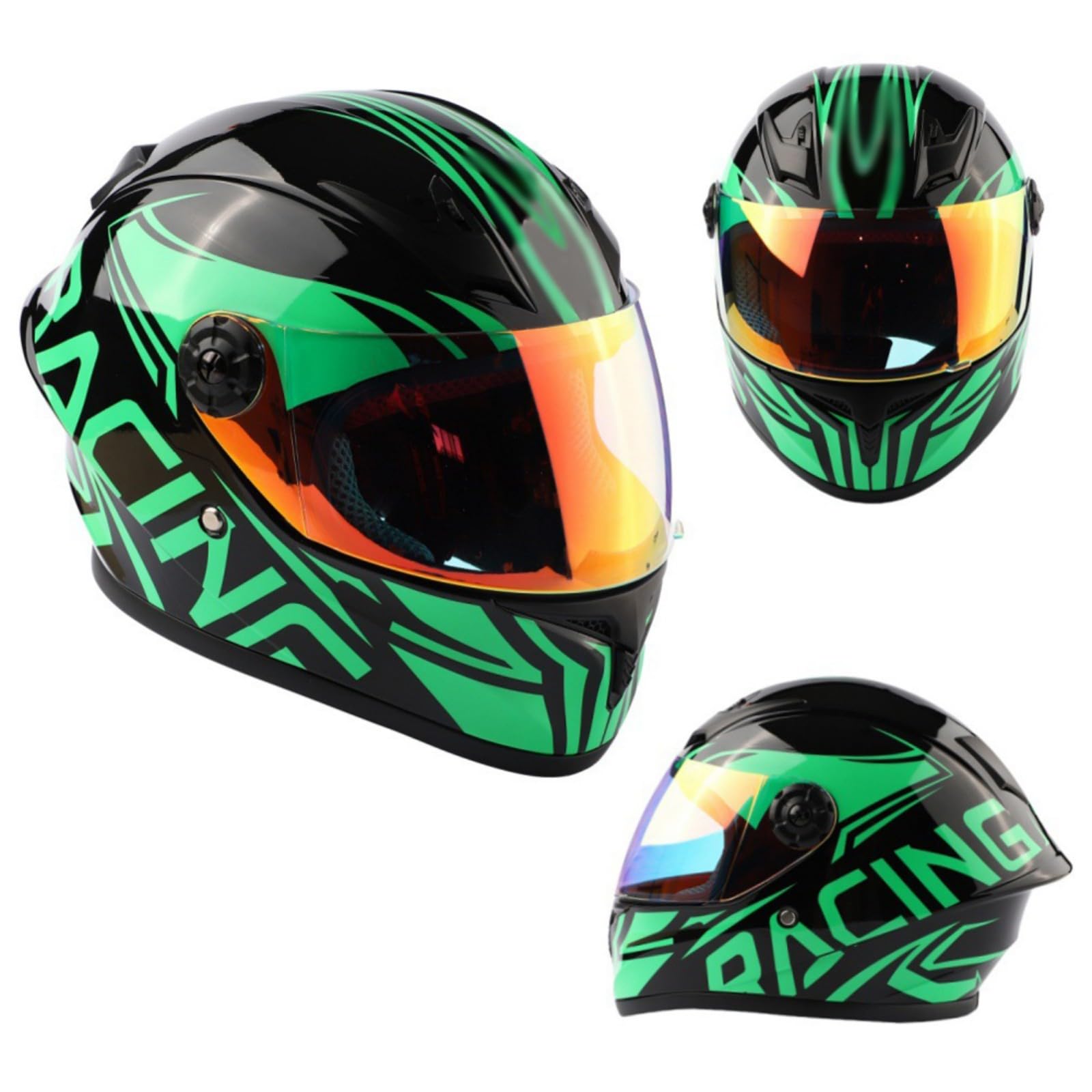 Casco Integral para Moto Infantil con Visera para Niños Y Niñas De 3 A 10 Años, Homologado Según La Norma ECE 22.06