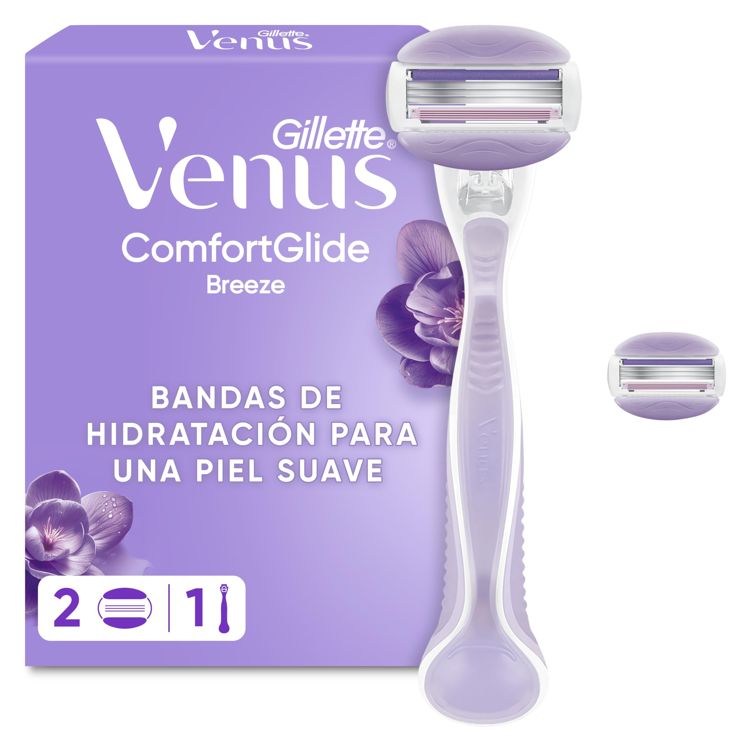 Gillette Venus ComfortGlide Breeze Máquinilla de Depilación Para Mujer + 2 Cuchillas de Recambio, 3 Venus Recambios Para Una Depilación Suave, Apurada Y Duradera (el embalaje puede variar)