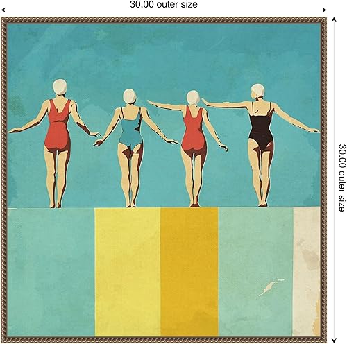 Miniatura 2 de Amanti Art Framed Canvas Wall Art 30x30 Four Figures on The Pool by Layla Oz, Framed Wall Art Canvas, People Artwork, Traditional Decor, Large