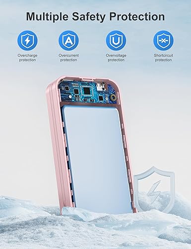 Miniatura 8 de Cargador ultraportátil de 20000 mAh PD20W con cables integrados y enchufe de pared de CA, cargador de teléfono celular de carga rápida, pantalla