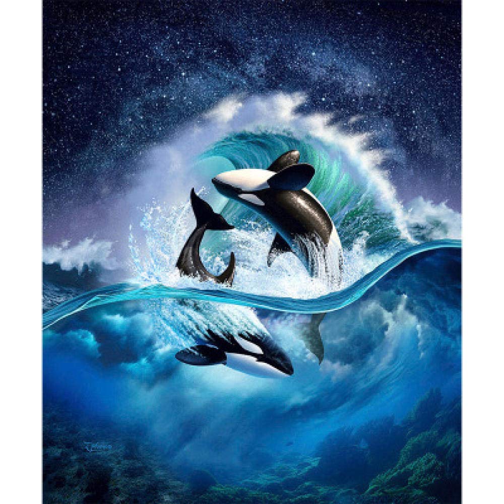 Broderie diamant 5D baleine toile anti-stress pour retrouver le calme