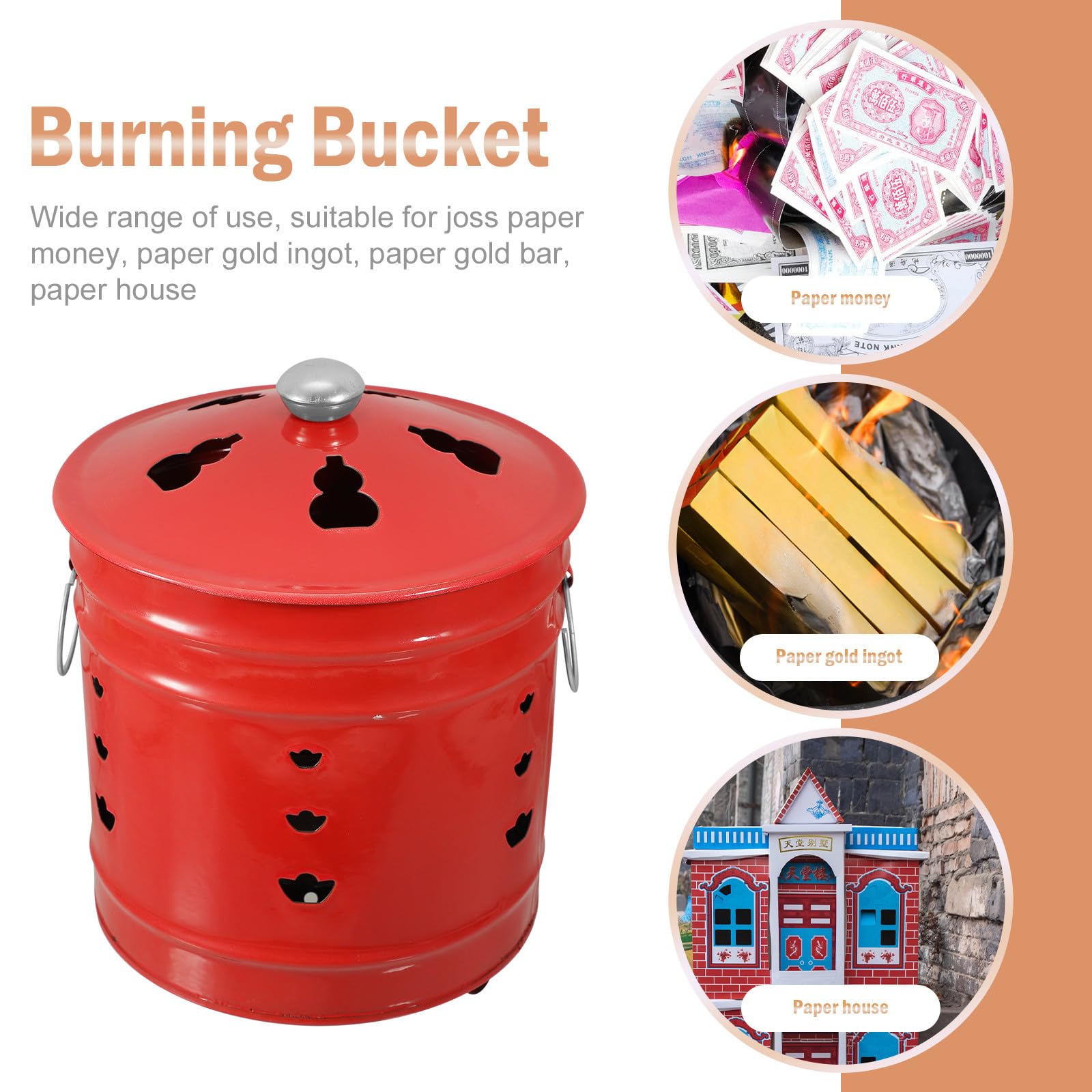 Bucce Inceneritore in Smalto Rosso per Carta, Uso Esterno | Stile Creativo, Lavorazione Curata, Struttura Robusta, Adatto a Rifiuti e Offerte Stile Casuale