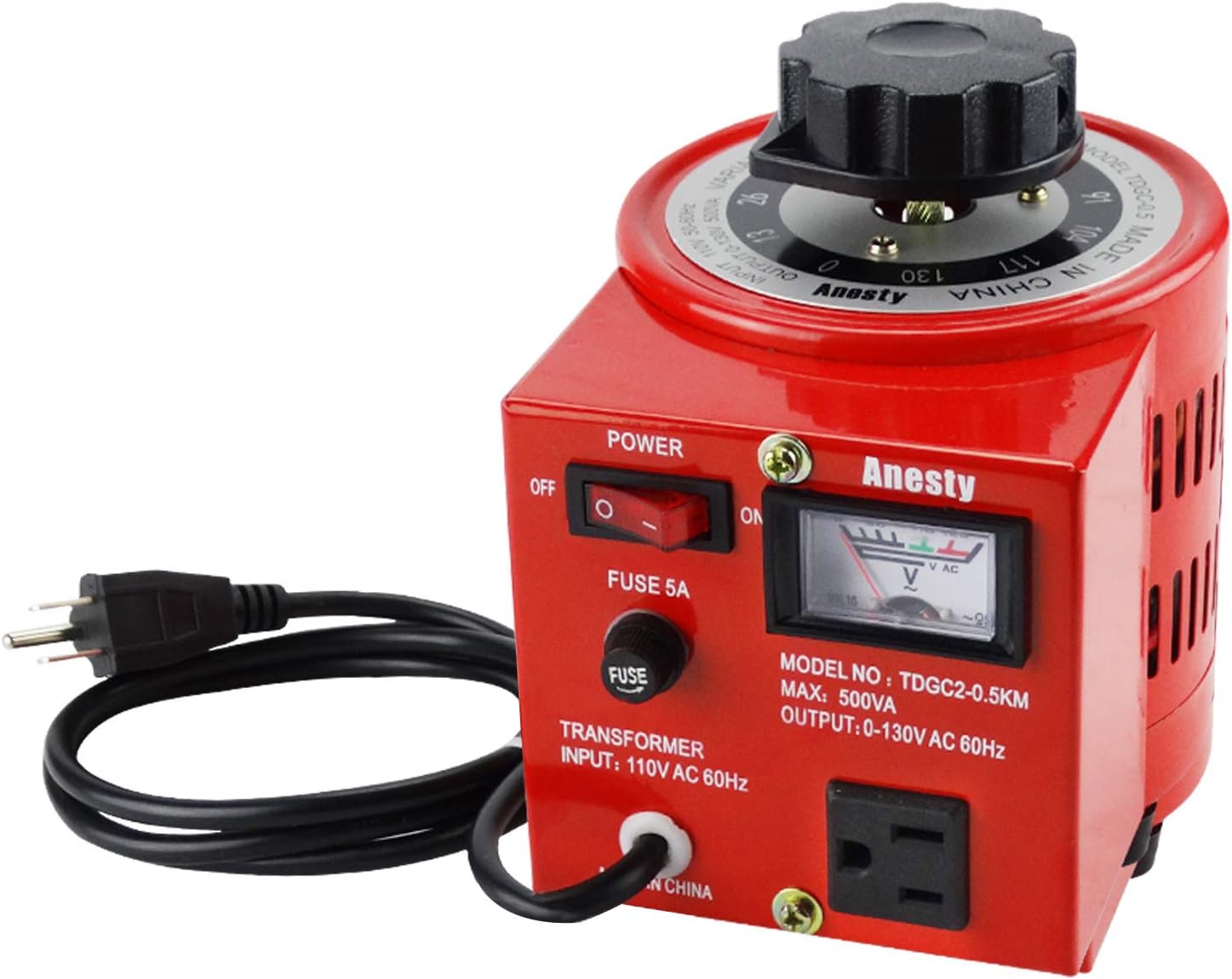 Anesty Variable Auto Transformers Adjustable Voltage Transformers 5Amp 0-130V
