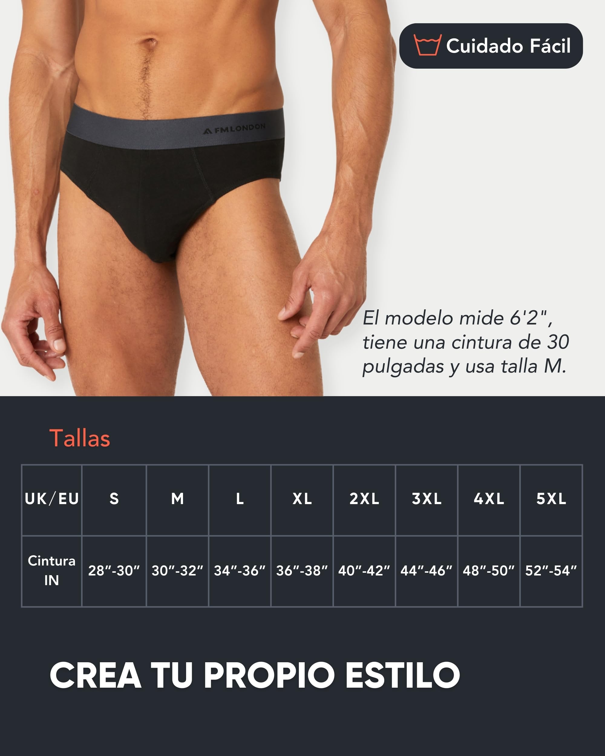 FM London Pack de 7 Slips para Hombre Esenciales – Calzoncillos para Hombre Slip Modernos y Sin Etiquetas – Pack de Calzoncillos Ricos en Algodón con Cintura Elástica Antideslizante