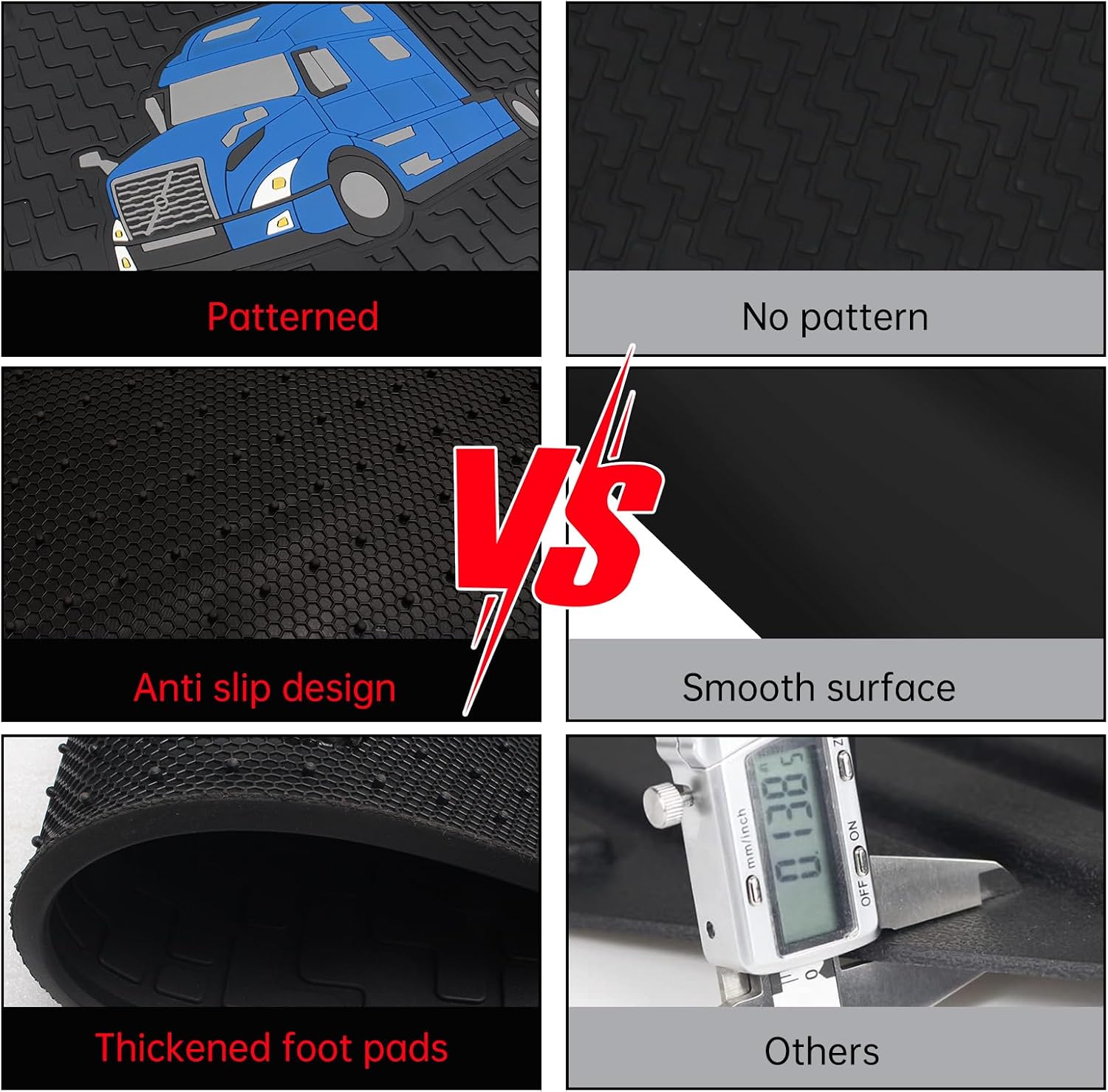 Floor Mats Compatible with Volvo VNL 760 860 (2019-23),VHD New (2019-23),VNR (2019-23),Truck Floor Mats for Volvo Accessories Heavy Duty Includes 3 PCS Set with Color Pattern