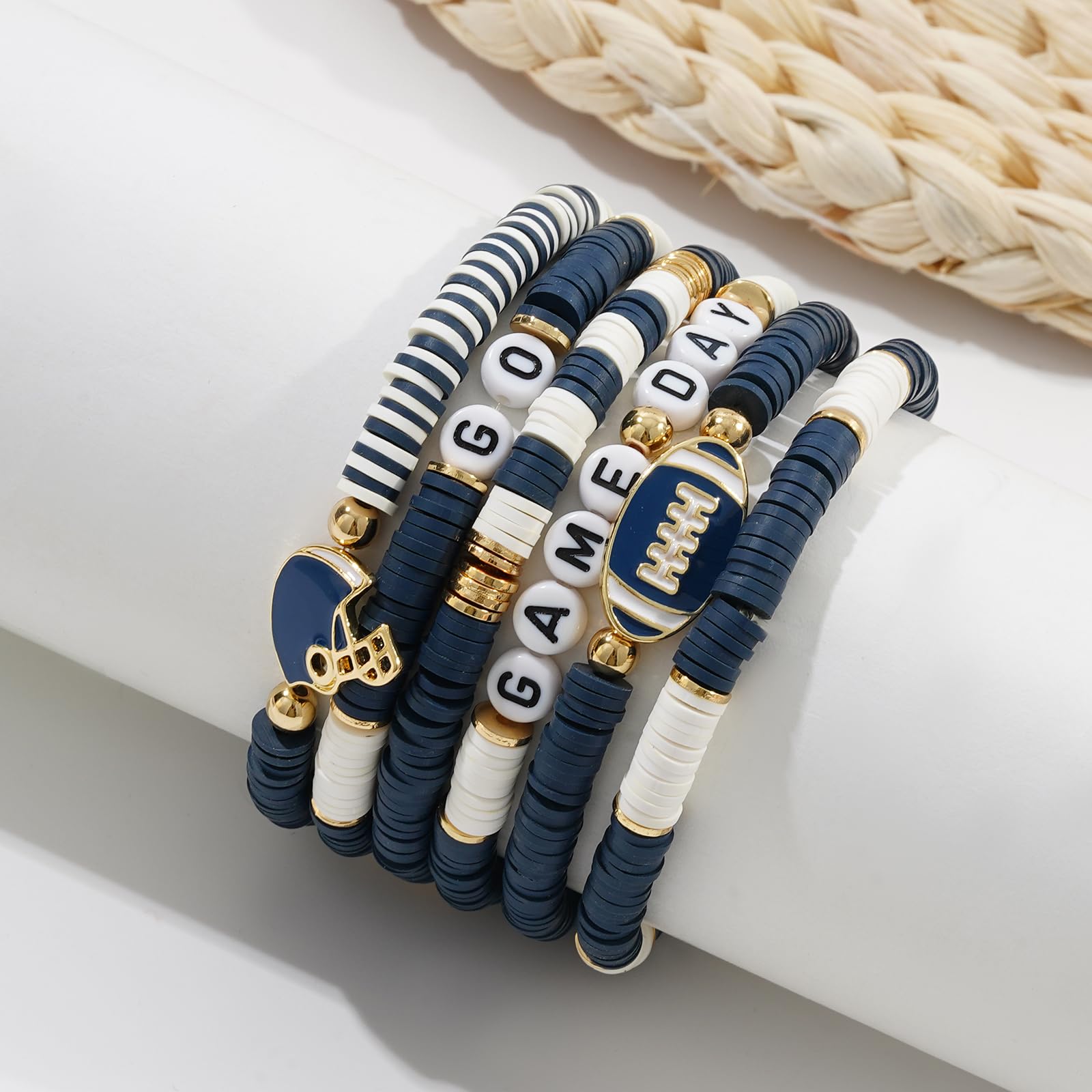 Braccialetti verdi da donna Messaggio ispiratore impilabile Perline di argilla Pietra di Set elasticizzato con perline Amicizia Boho Gioielli fatti a mano
