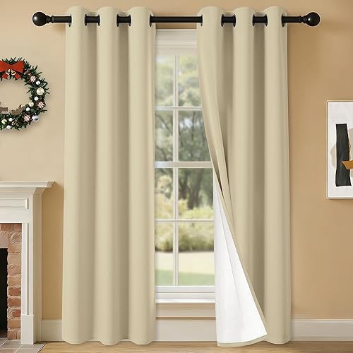 Miniatura 39 de Cortinas 100% opacas de 84 pulgadas de largo para dormitorio, sala de estar, cortinas de oscurecimiento de habitación con aislamiento térmico con