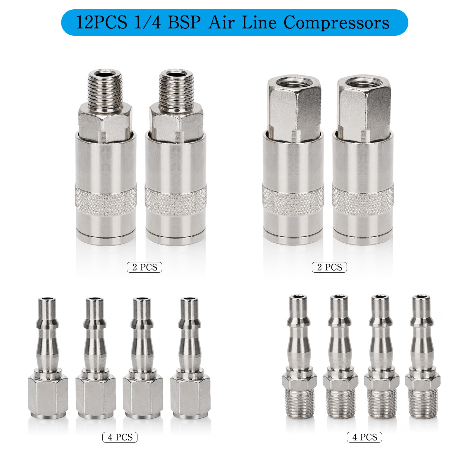 Noosverl 12 Pcs Air line Connectors, 1/4 Male Airline Fittings - Image 3