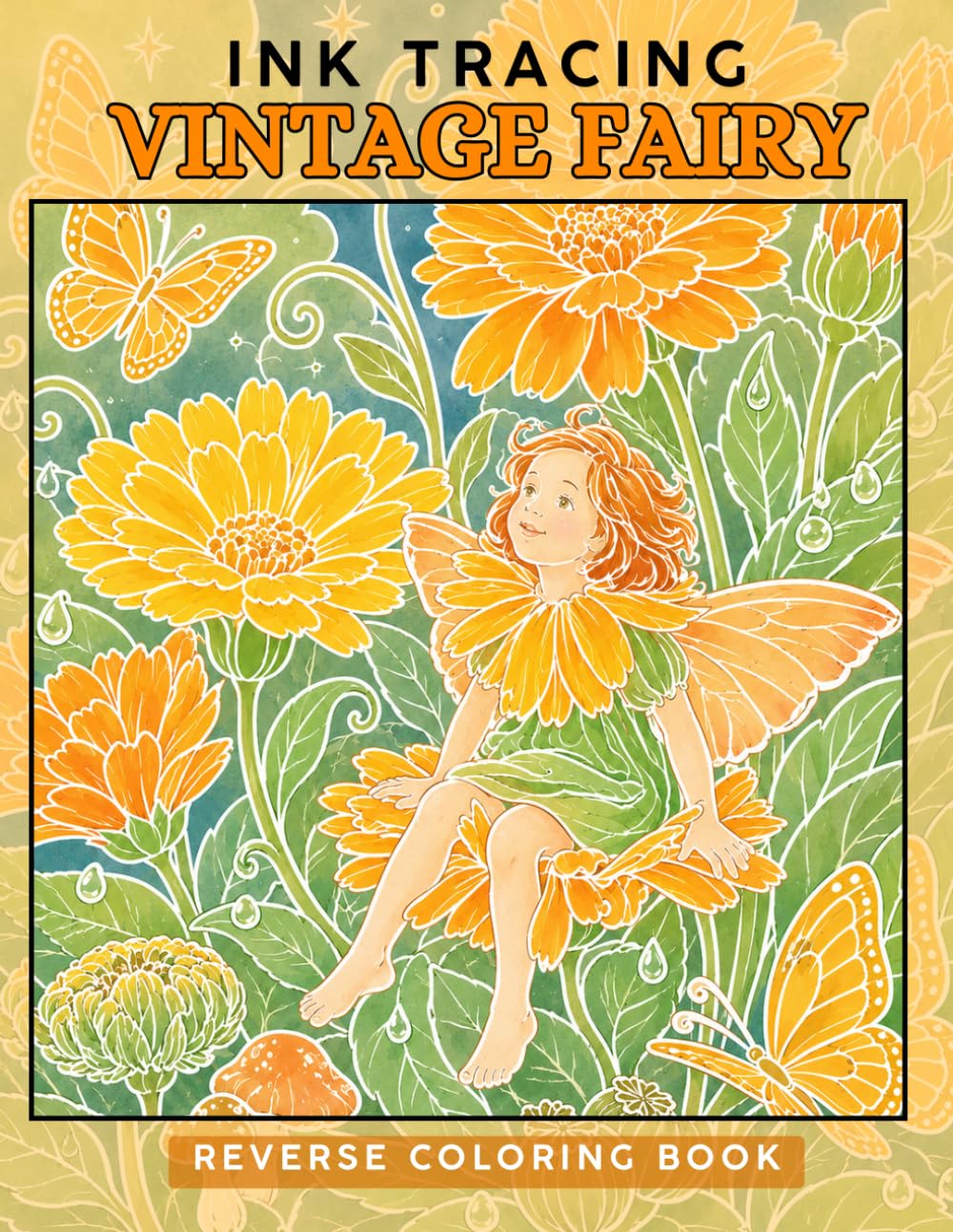 Ink Tracing Vintage Fairy : A Whimsical Reverse Coloring Book for Adults for Relaxation and Creativity