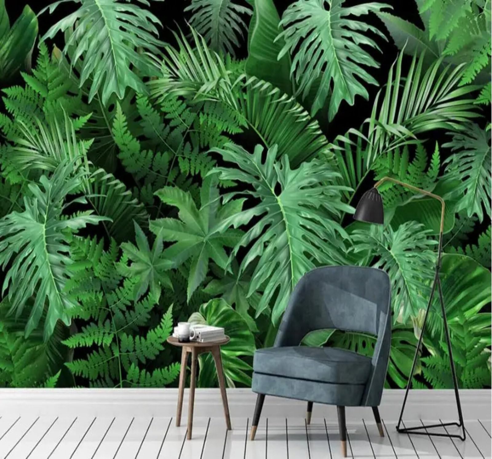 Xlming 400Cm×280Cm(B×H) Fresh Three Dimensional Tropical Plants Green Leaves 3D Wallpaper Premium Textured Silk Study Dining Living Room Bedroom Sofa Tv Wall Easy Install-400Cm×280Cm