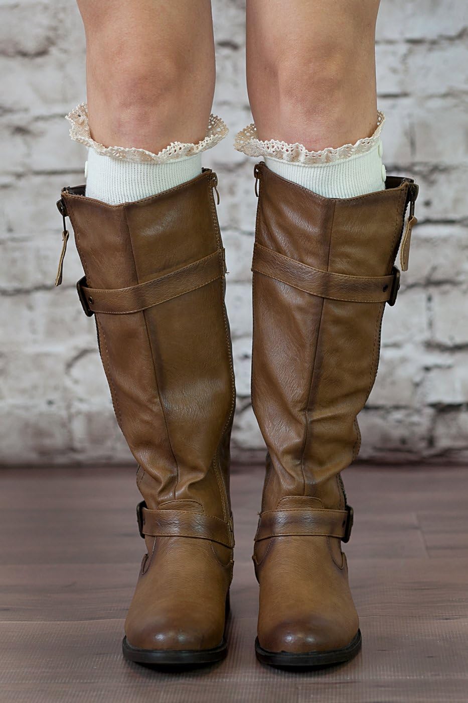 The Original Button Boot Socks with Lace Trim Boutique Socks image 3