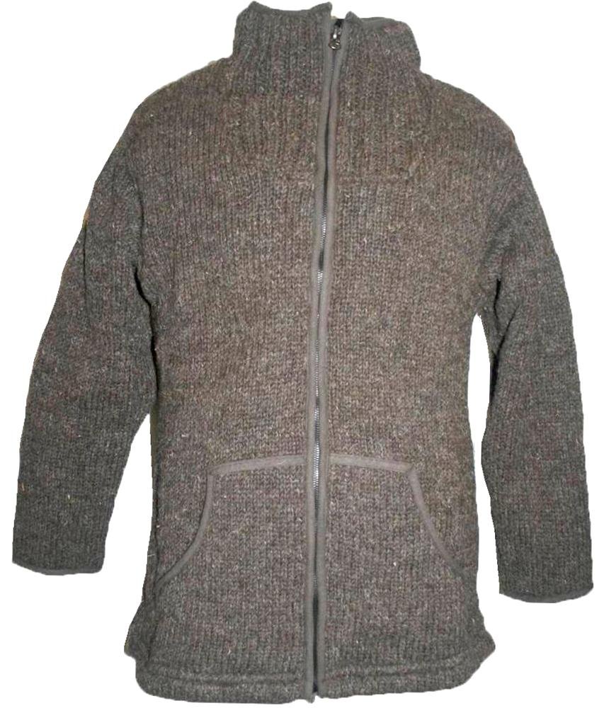 Agan Traders Men’s Full Zip Fleece Lined Winter Sherpa Hoodie Sweater Jacket 100% Lambs Wool Knitwear