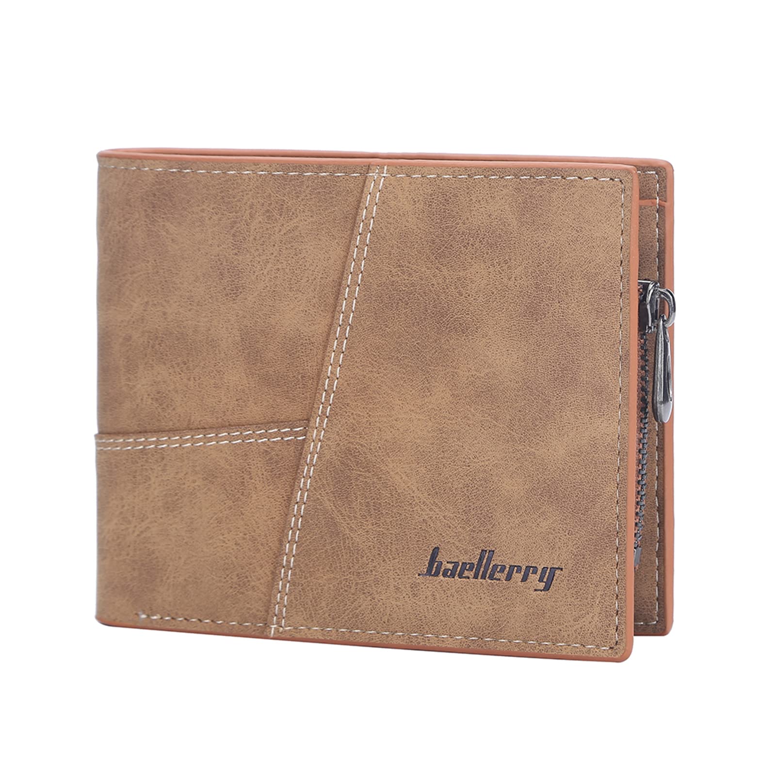 GenericMen Wallet ，Men leather Wallet PU ultra-thin three fold Wallet Card bag ID window and 15 Card Slots (brown)