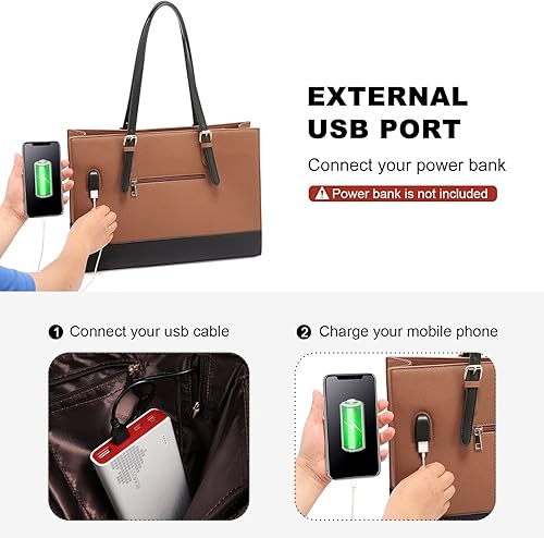 Miniatura 8 de LOVEVOOK Bolsa para laptop para mujer, bolsa de mano grande de 15.6 pulgadas, bolso de hombro para trabajo de negocios