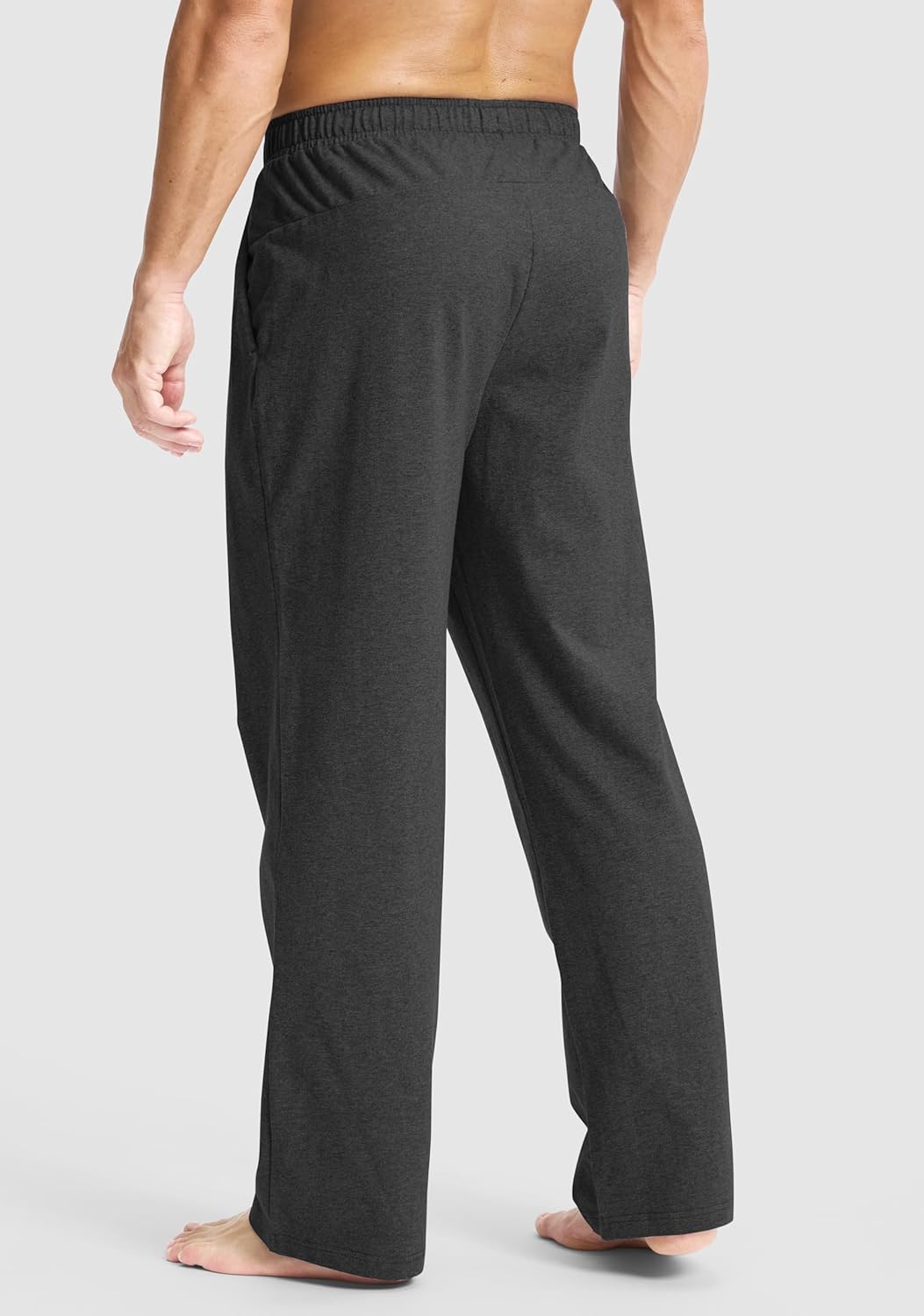 Soothfeel Men's Cotton Sweatpants with Zipper Pockets Open Bottom Yoga Pants Straight Leg Casual Athletic Lounge Sweat Pants, Charcoal M