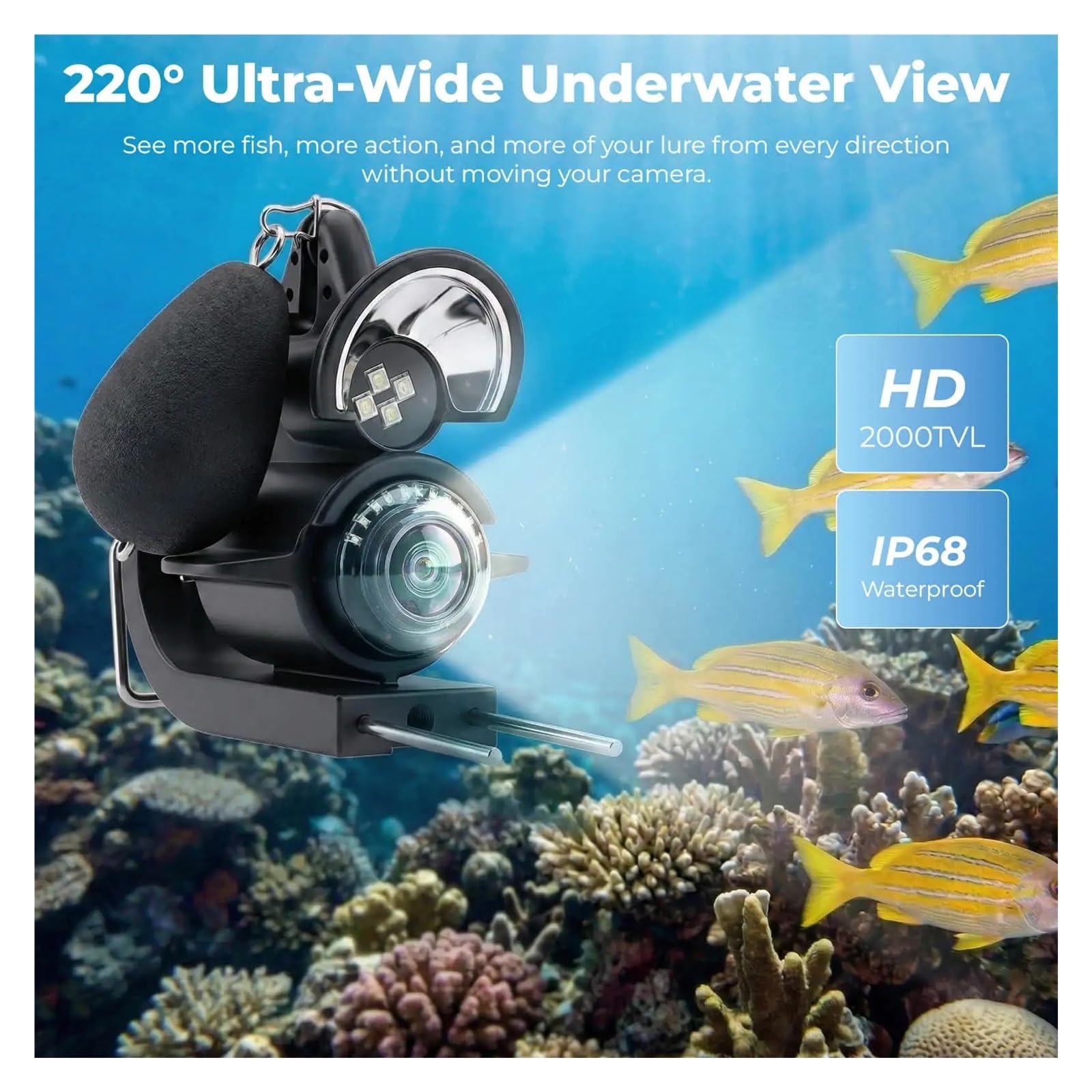 Detector de Peces, Buscador Visual de Peces Submarino portátil 4.3 "Monitor LCD Cámara Pesca HD