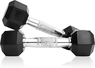 Kiraro Rubber Coated Hexa Dumbbell Set For Men & Women| Weights for home workout| Home gym dumbbell set| Dumbbells set 2.5... Price In India