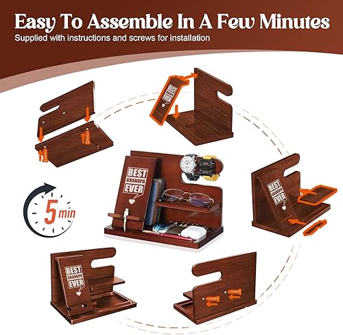 Miniatura 6 de Regalos para papá, rellenos de calcetines de Navidad para papá, estación de acoplamiento de teléfono de madera, regalos de cumpleaños para el día