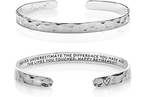Personalized Retirement Gifts for Women: Inspirational Cuff Bracelets for Her, Mom, Best Friend