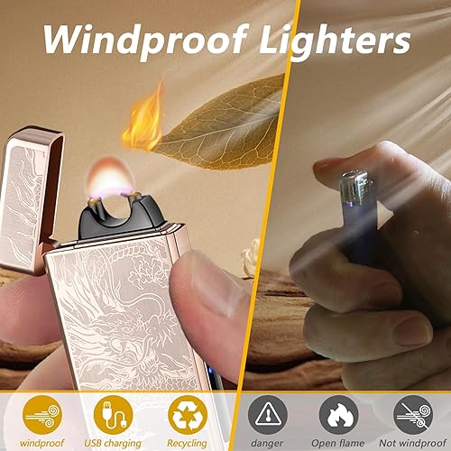 Miniatura 6 de Dragon - Encendedor eléctrico de arco Encendedor de plasma recargable USB C para campamento, iniciadores de fuego, velas y equipo al aire libre