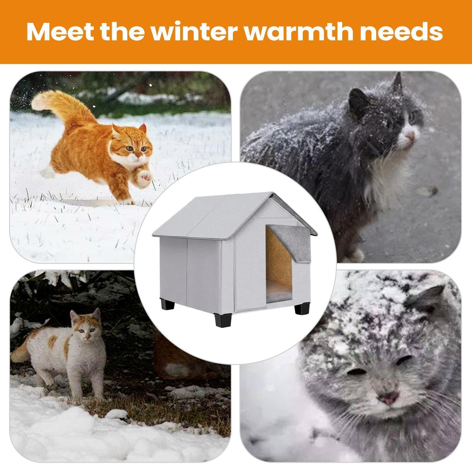 Ocieplany domek dla na zimę Składana Podwyższona Jaskinia Dla Szczeniaka | Domek Dla Na Zewnątrz do użytku wewnątrz, na podwórku, patio oraz w domu, do relaksu pod