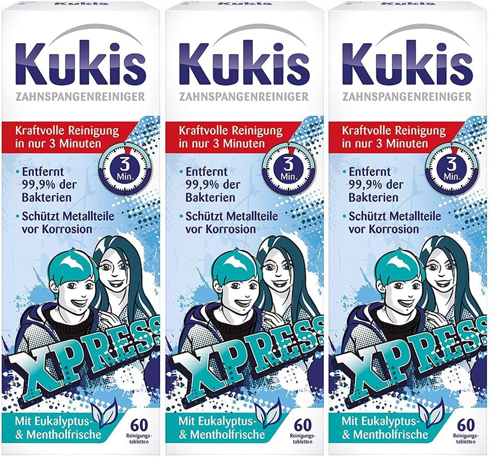 Kukident Braces Cleaner 60, Pack of 3 (3 x 60 pcs)