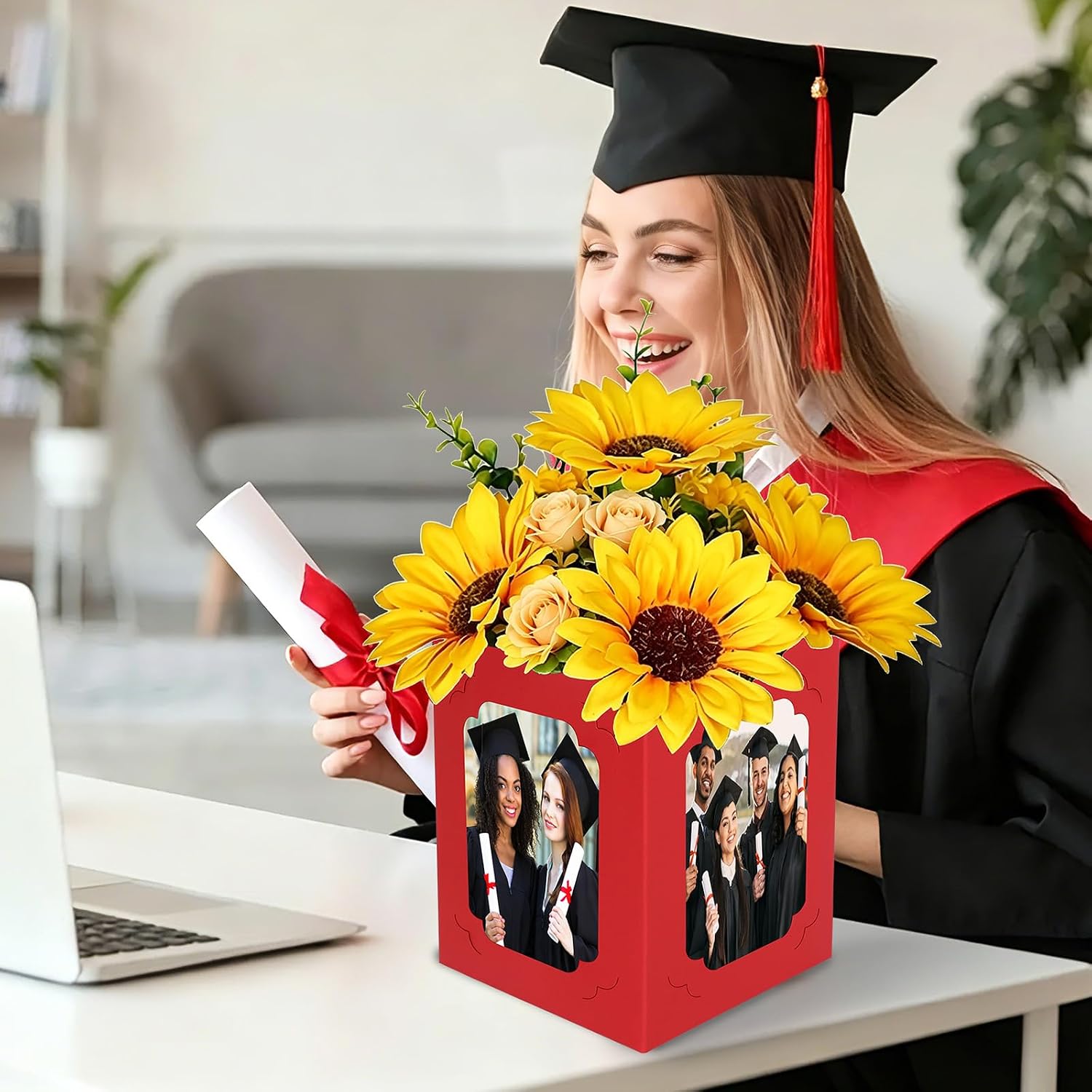 Fennoral 16 Pcs Graduation Box Centerpieces for Table 6/7 Inch Photo Display Congrats Grad Party Favor Gift College Picture Box Photo Props Frame for 2026 Graduation Table Decoration,Class of 2026 image 2
