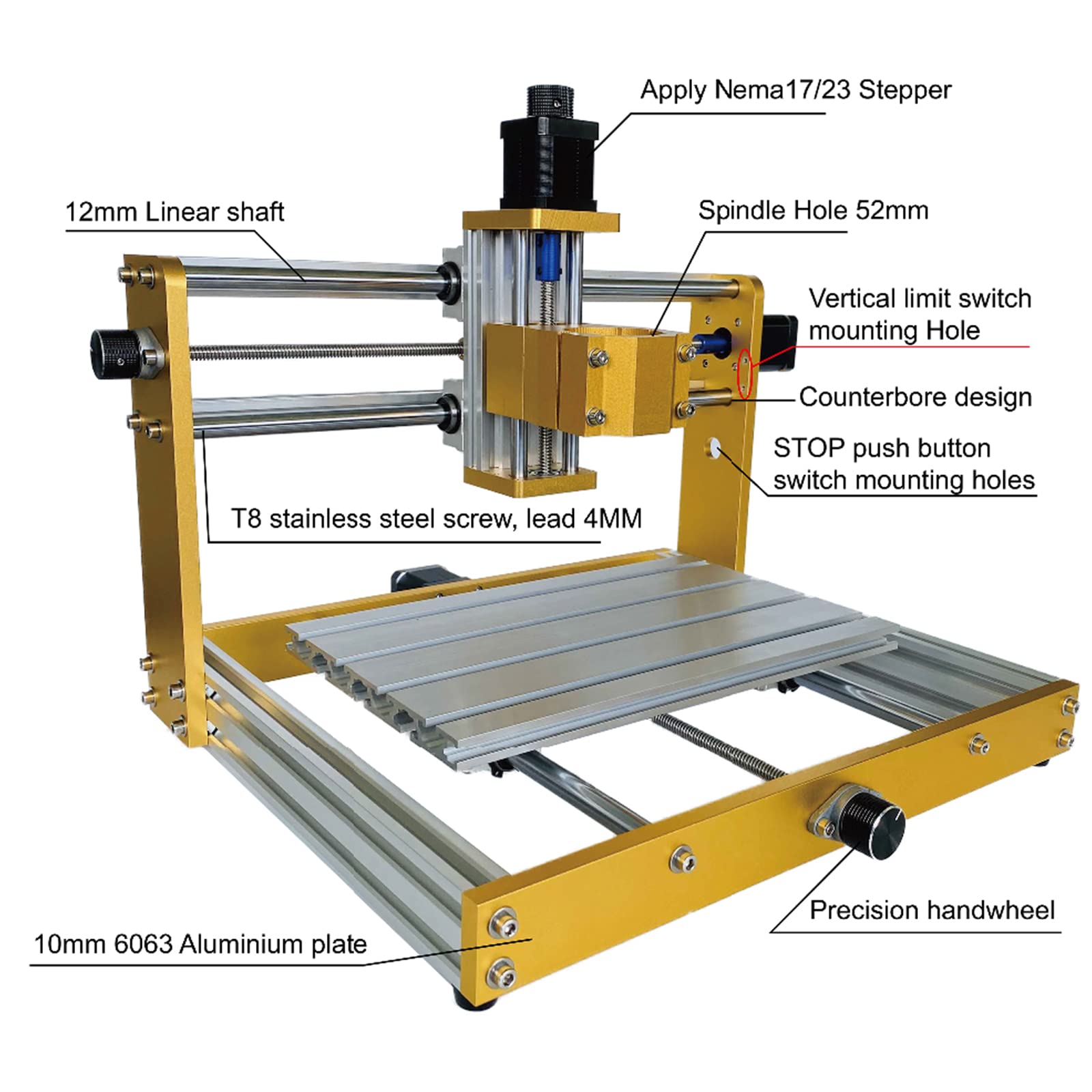2 in 1 Macchina Per Incisione CNC 3018 Plus Con Modulo, Mini Kit CNC Fai Da Te A 3 Assi, Prolunga ER11, Controller Offline Per Plastica Alluminio Morbido Legno Acrilico PVC,300w,15W Laser Head