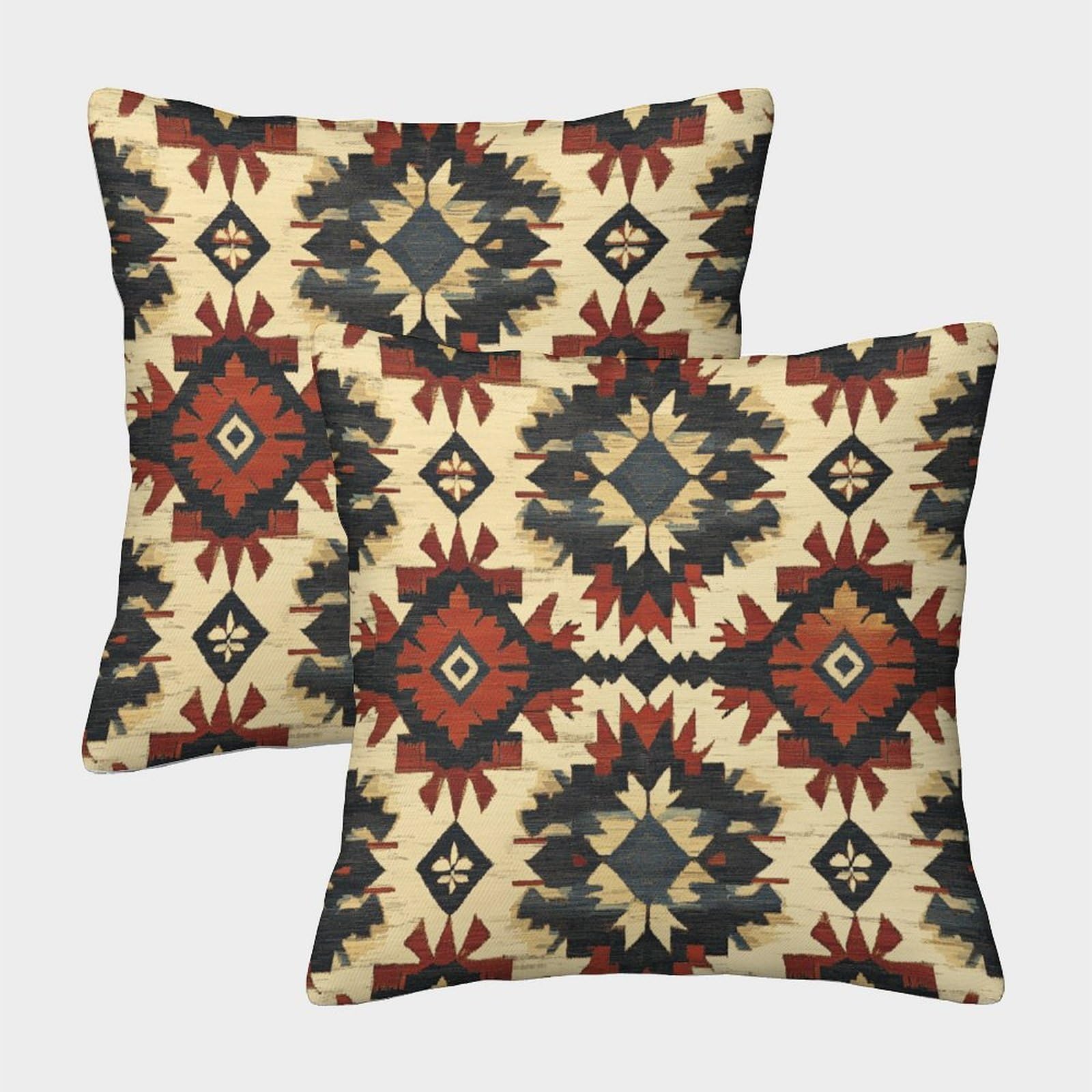 kaiyun 2 Pack Navajo,Pendleton Pattern Luxury Digital Printed Soft 3D Themed Square Cushion Cover 40x40cm