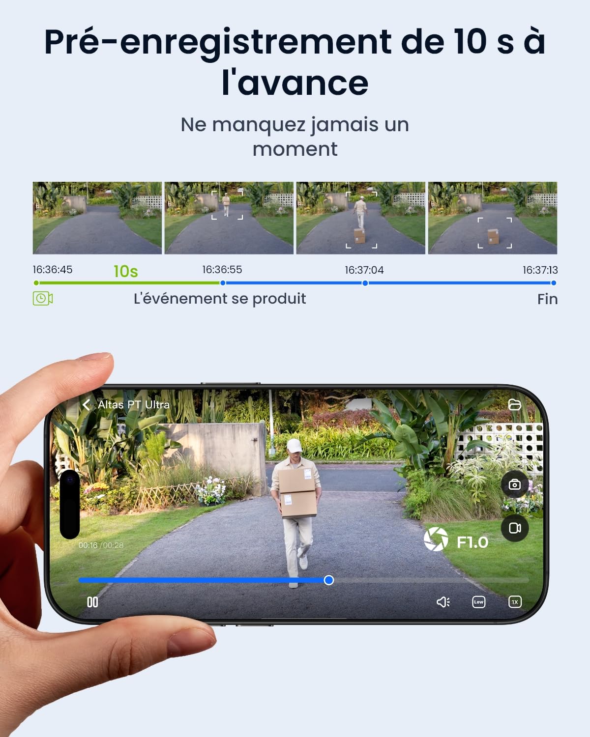 Reolink 4K PT Camera Surveillance WiFi Exterieure sans Fil, Pré-Enregistrement, Détection Intelligente, 360° Suivi Auto, ColorX Vision Nocturne, Batterie Haute Capacité, Altas PT Ultra+Panneau Solaire